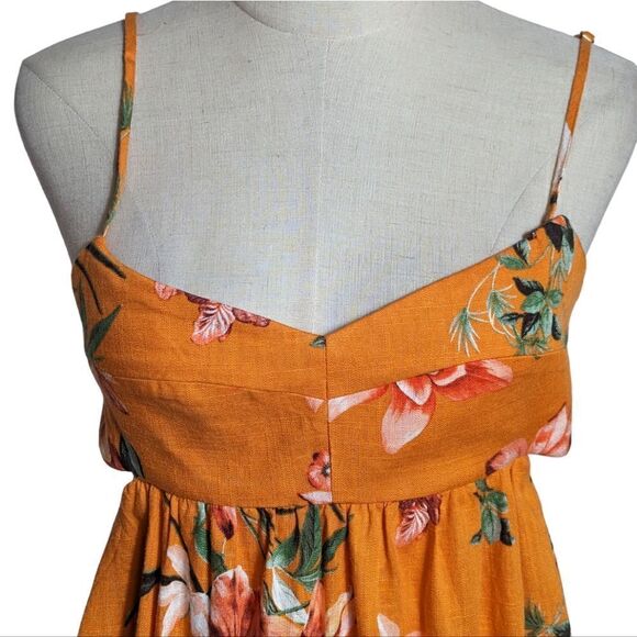 O.P.T Orange Floral Linen Blend Cut Out Maxi Dress NWT - Picture 2 of 7